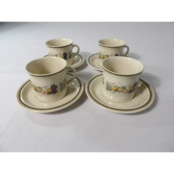 Royal Doulton Harvest Garland Cups Saucer Set of 4 Vintage 1976 Lambeth Stonewar - Picture 1 of 10